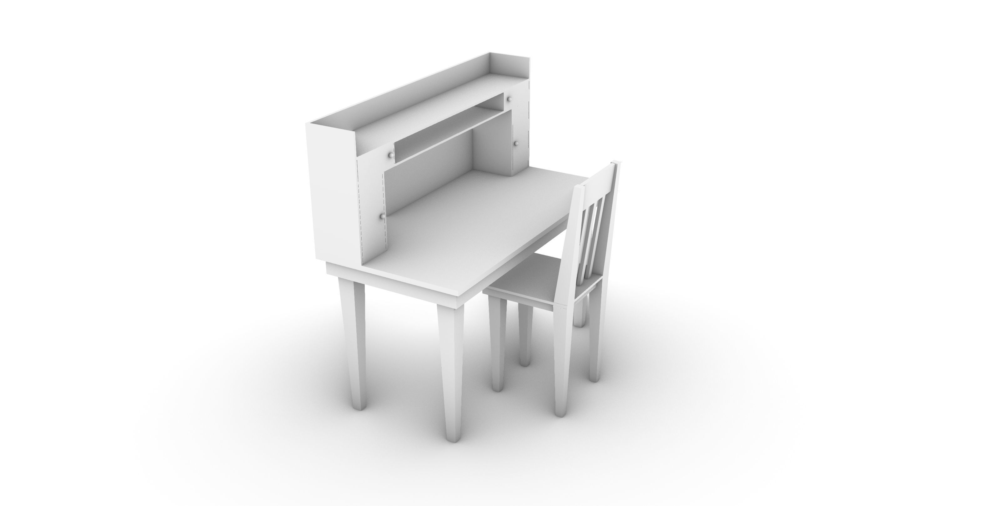 Desk with Chair Free 3D model_2