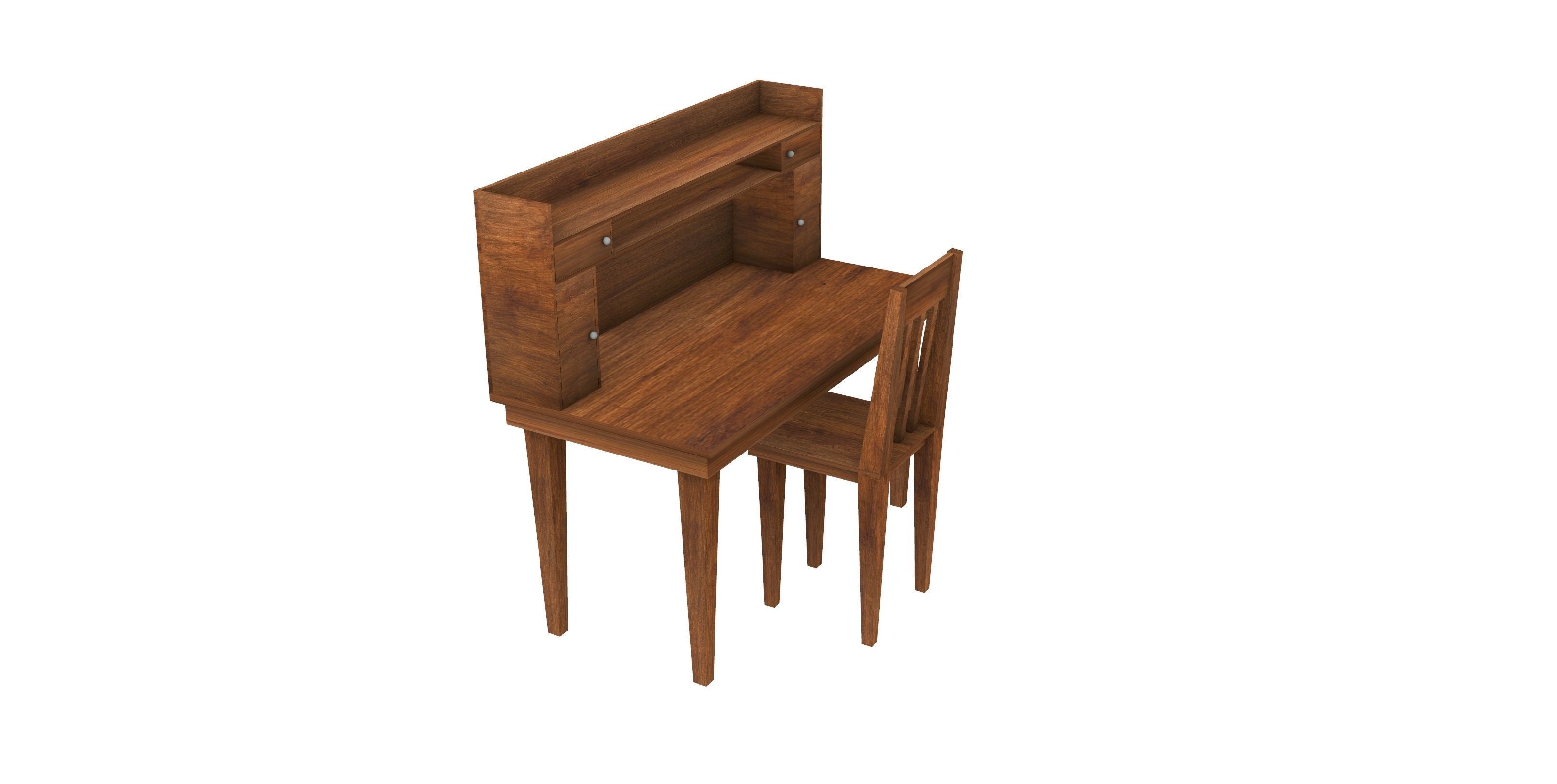 Desk with Chair Free 3D model_1