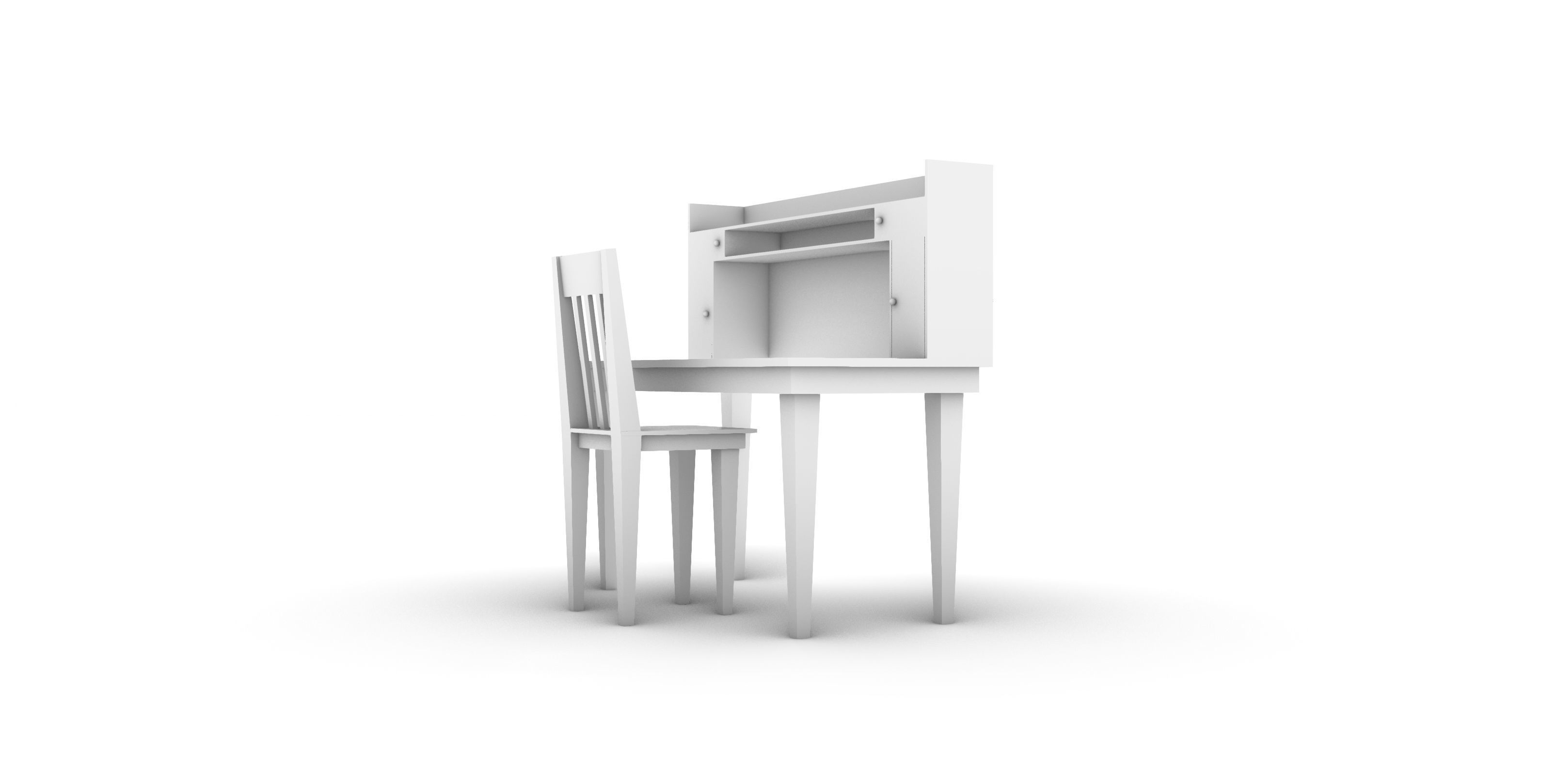 Desk with Chair Free 3D model_4