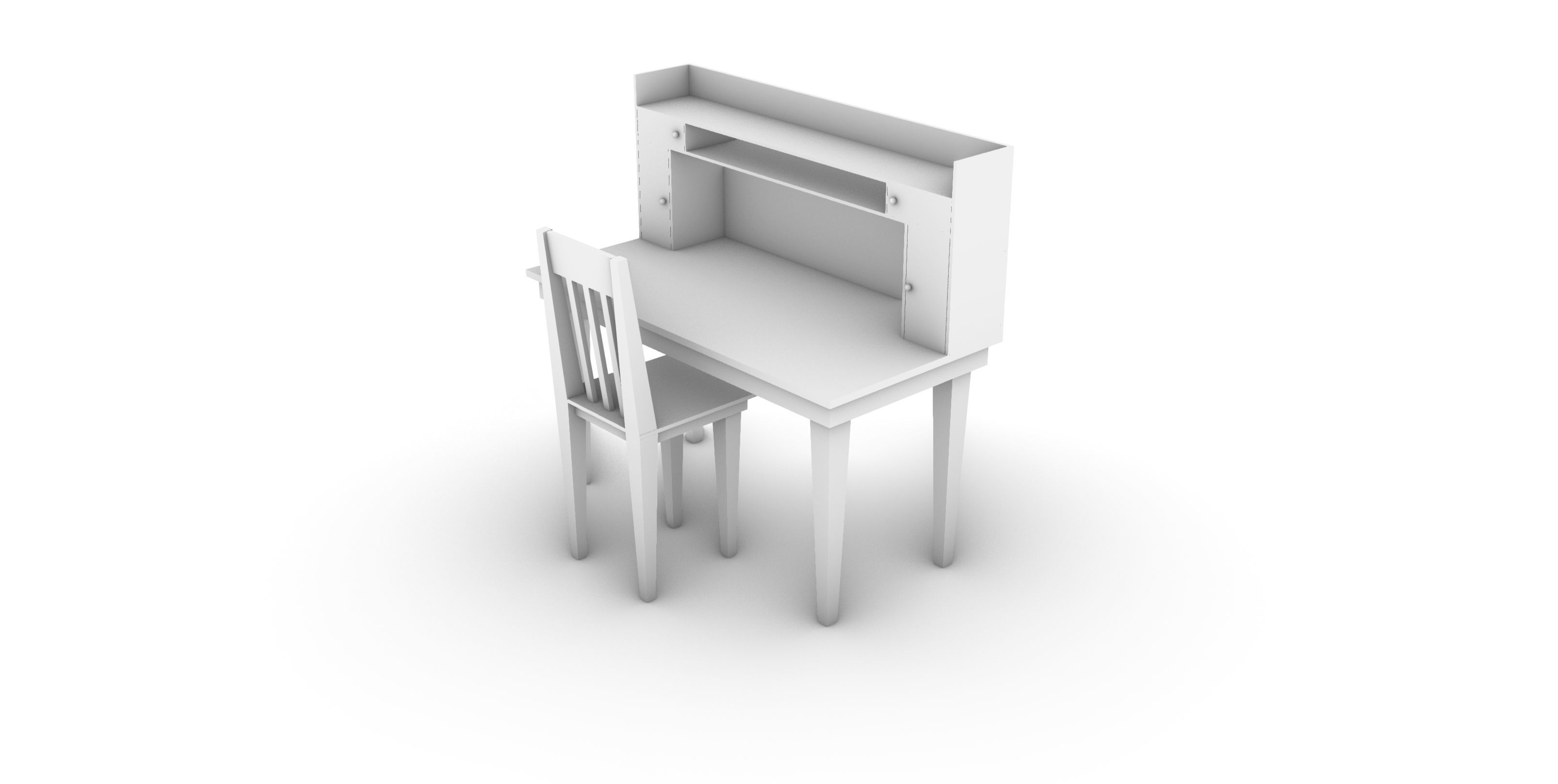 Desk with Chair Free 3D model_3