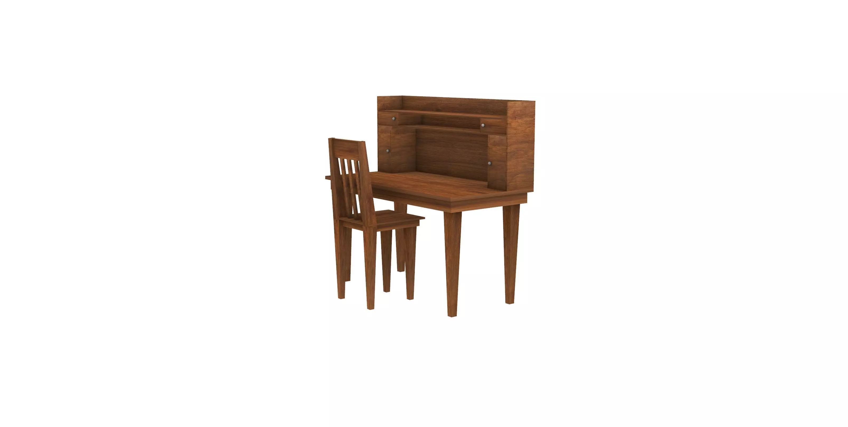 Desk with Chair Free 3D model_0