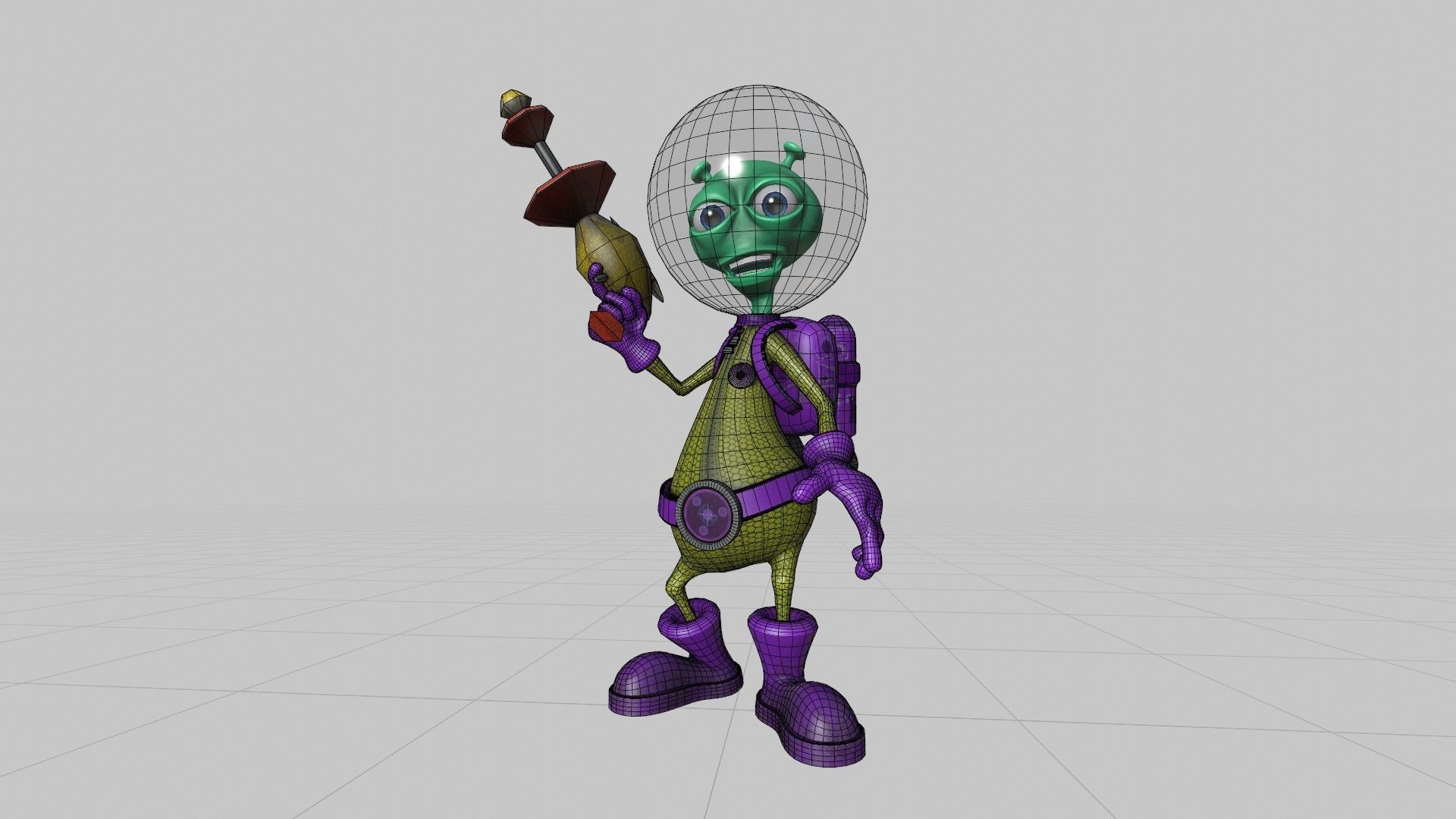 Cartoon Alien Low-poly 3D model_14