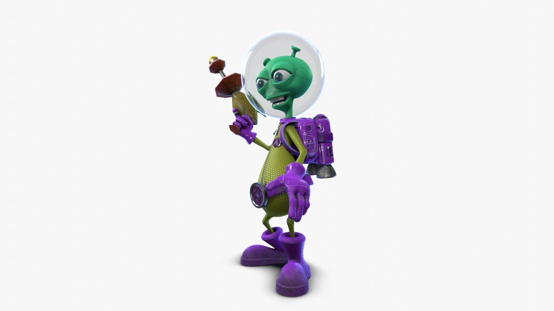 Cartoon Alien Low-poly 3D model_10