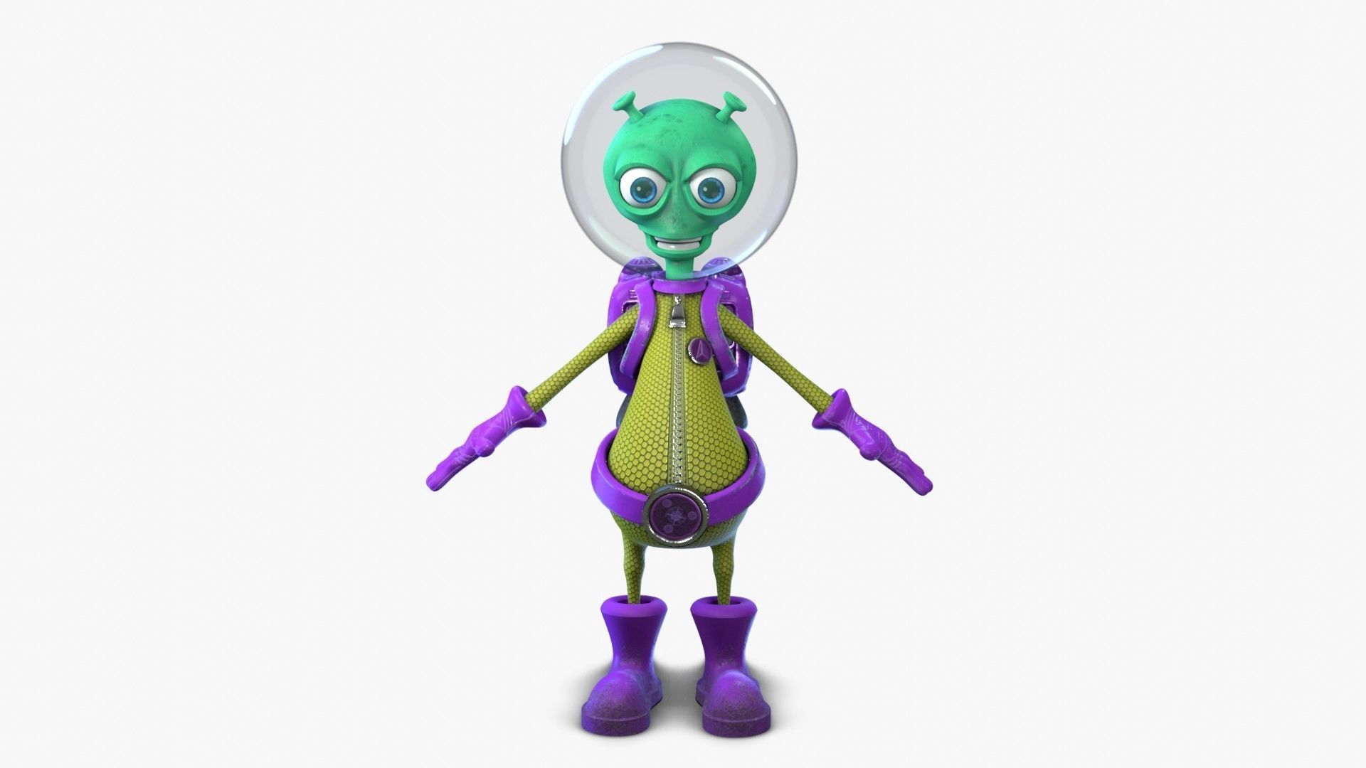 Cartoon Alien Low-poly 3D model_4