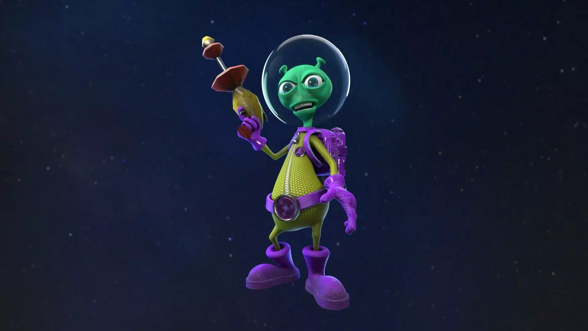 Cartoon Alien Low-poly 3D model_0