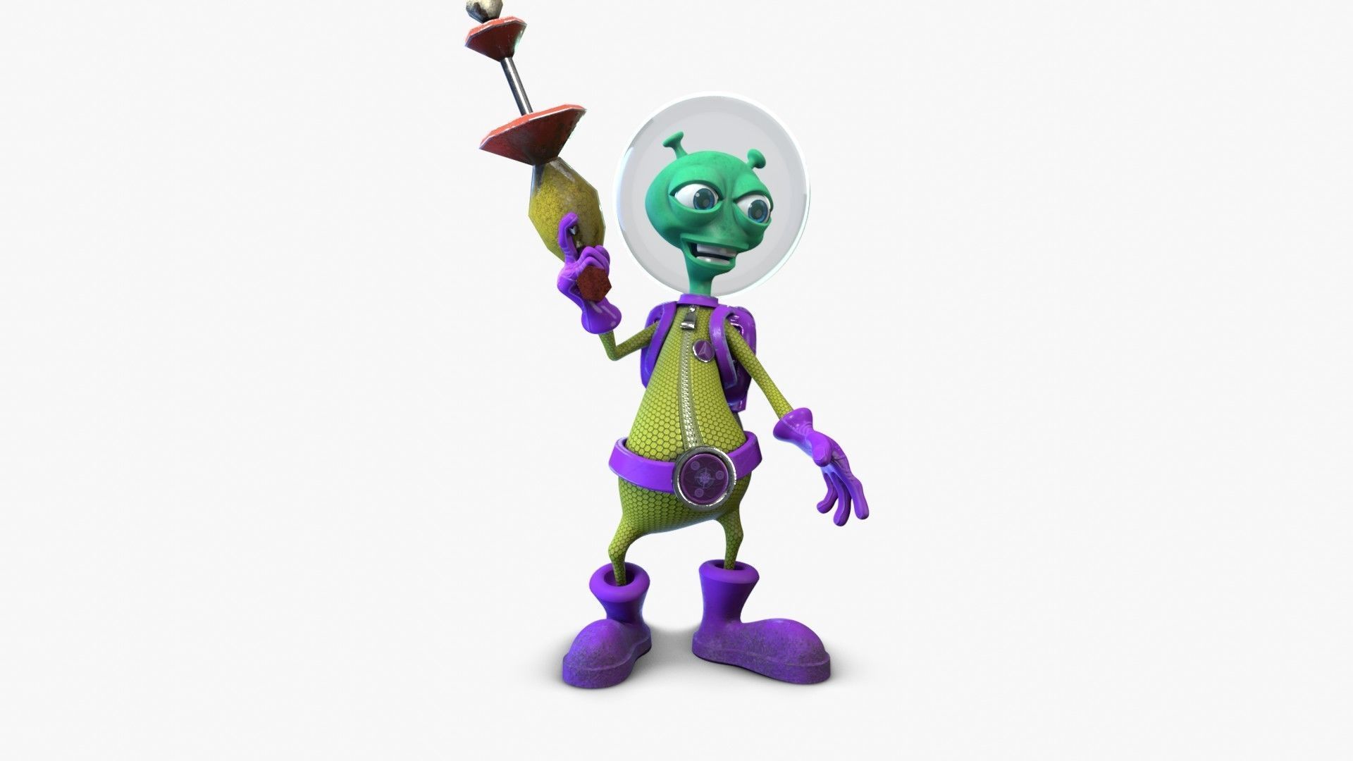 Cartoon Alien Low-poly 3D model_8