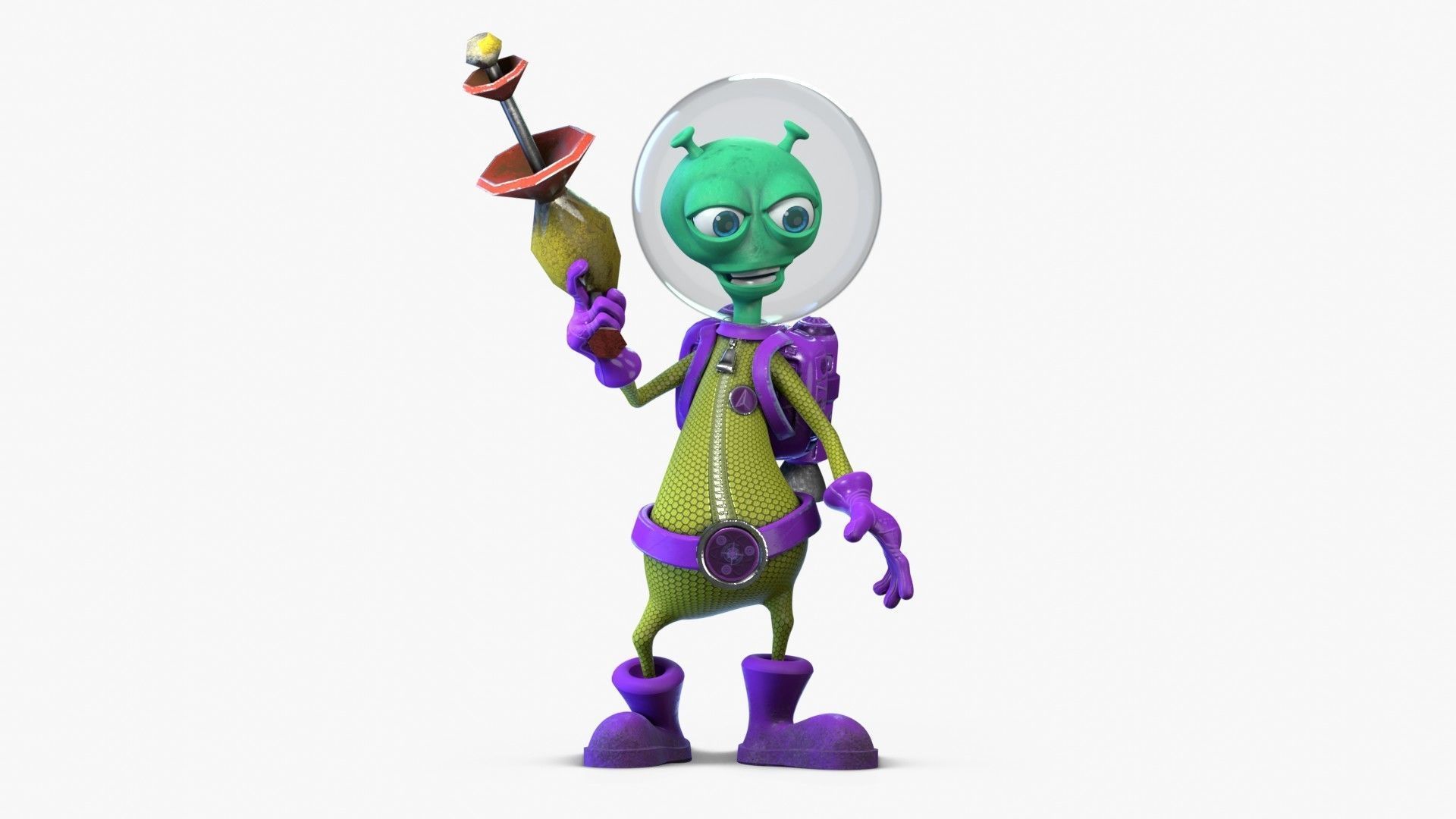 Cartoon Alien Low-poly 3D model_12