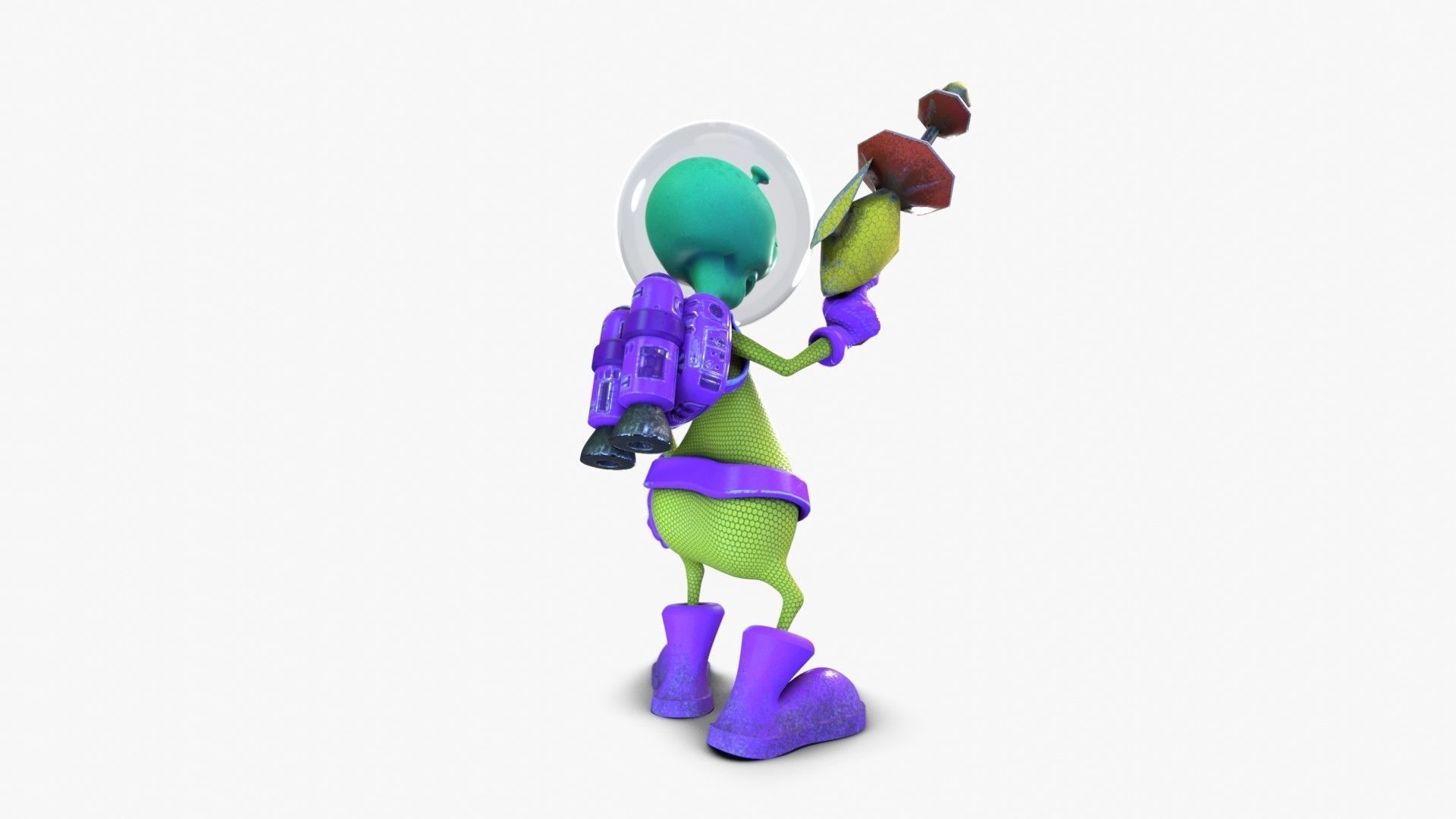 Cartoon Alien Low-poly 3D model_9