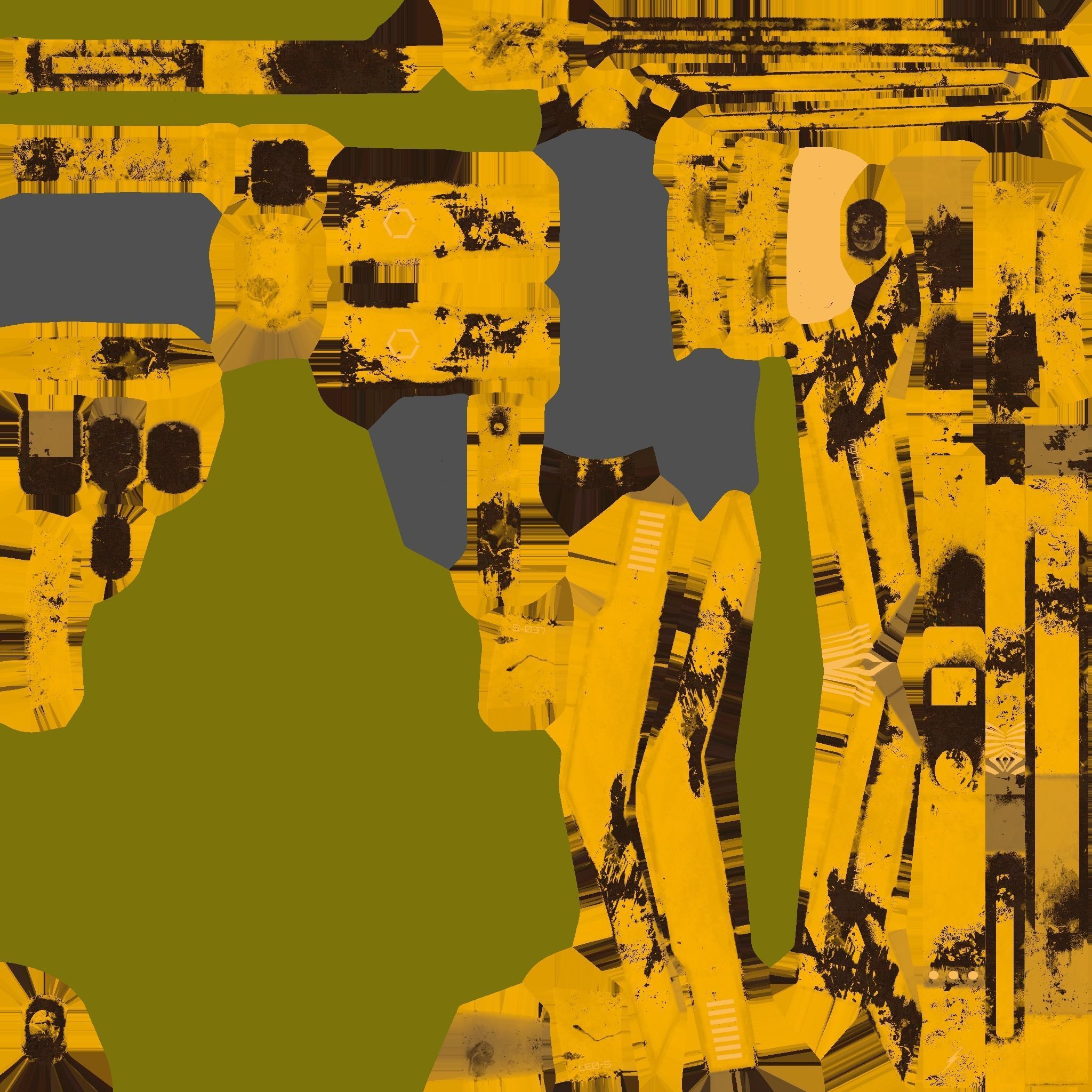 SciFi War Axe A08 Yellow - Sci Fi Weapon Design Low-poly 3D model_20