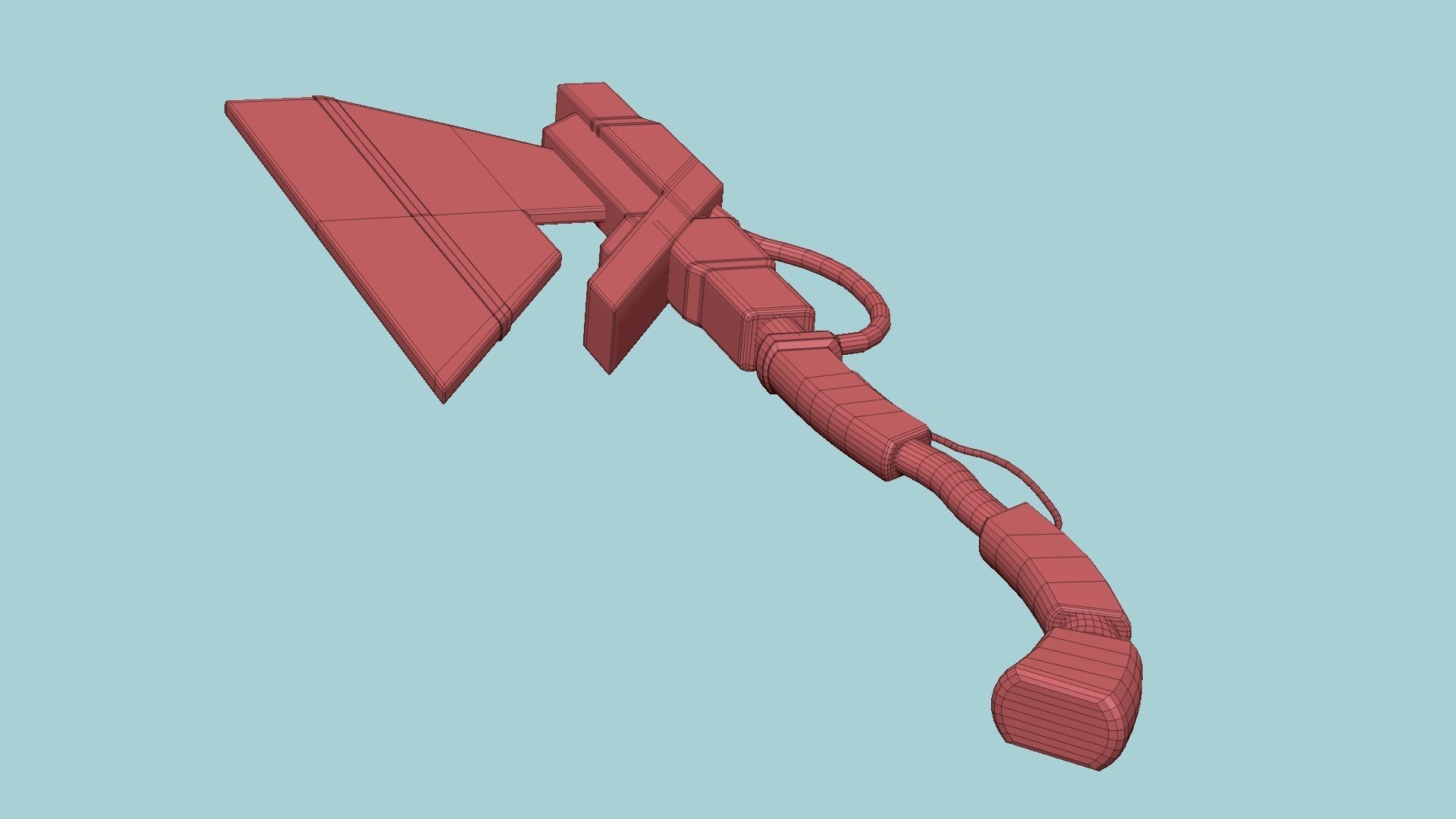 SciFi War Axe A08 Yellow - Sci Fi Weapon Design Low-poly 3D model_17