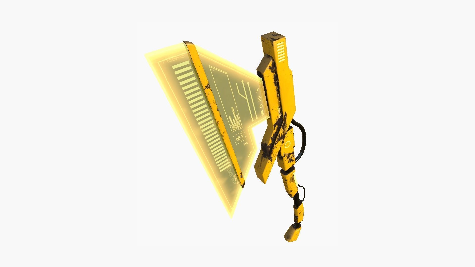 SciFi War Axe A08 Yellow - Sci Fi Weapon Design Low-poly 3D model_2
