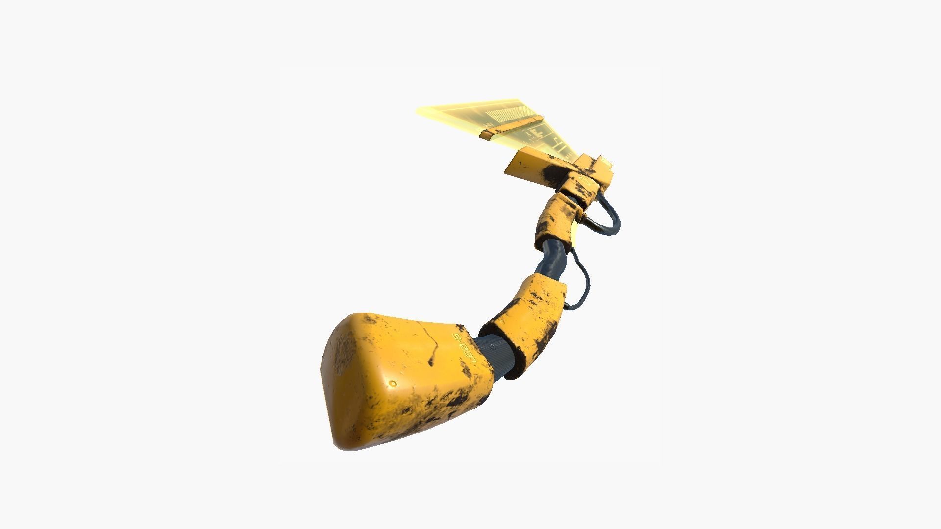 SciFi War Axe A08 Yellow - Sci Fi Weapon Design Low-poly 3D model_3