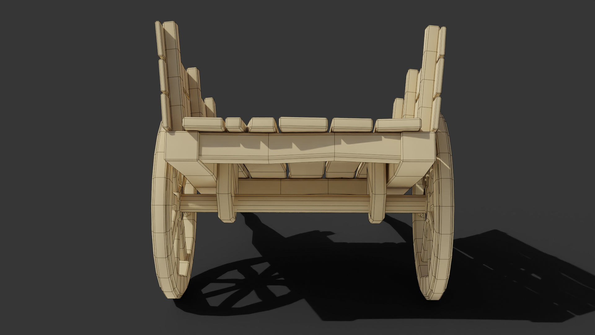 Stylized Wooden Cart Low-poly 3D model_6