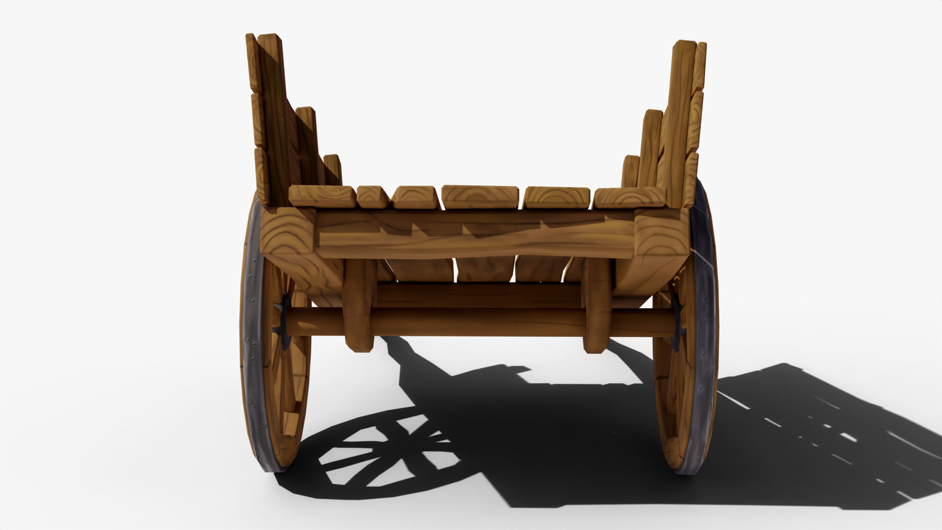 Stylized Wooden Cart Low-poly 3D model_5