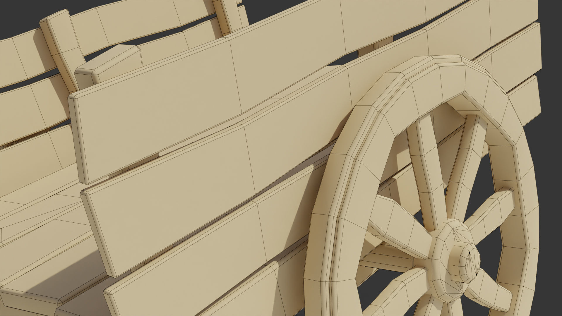 Stylized Wooden Cart Low-poly 3D model_10