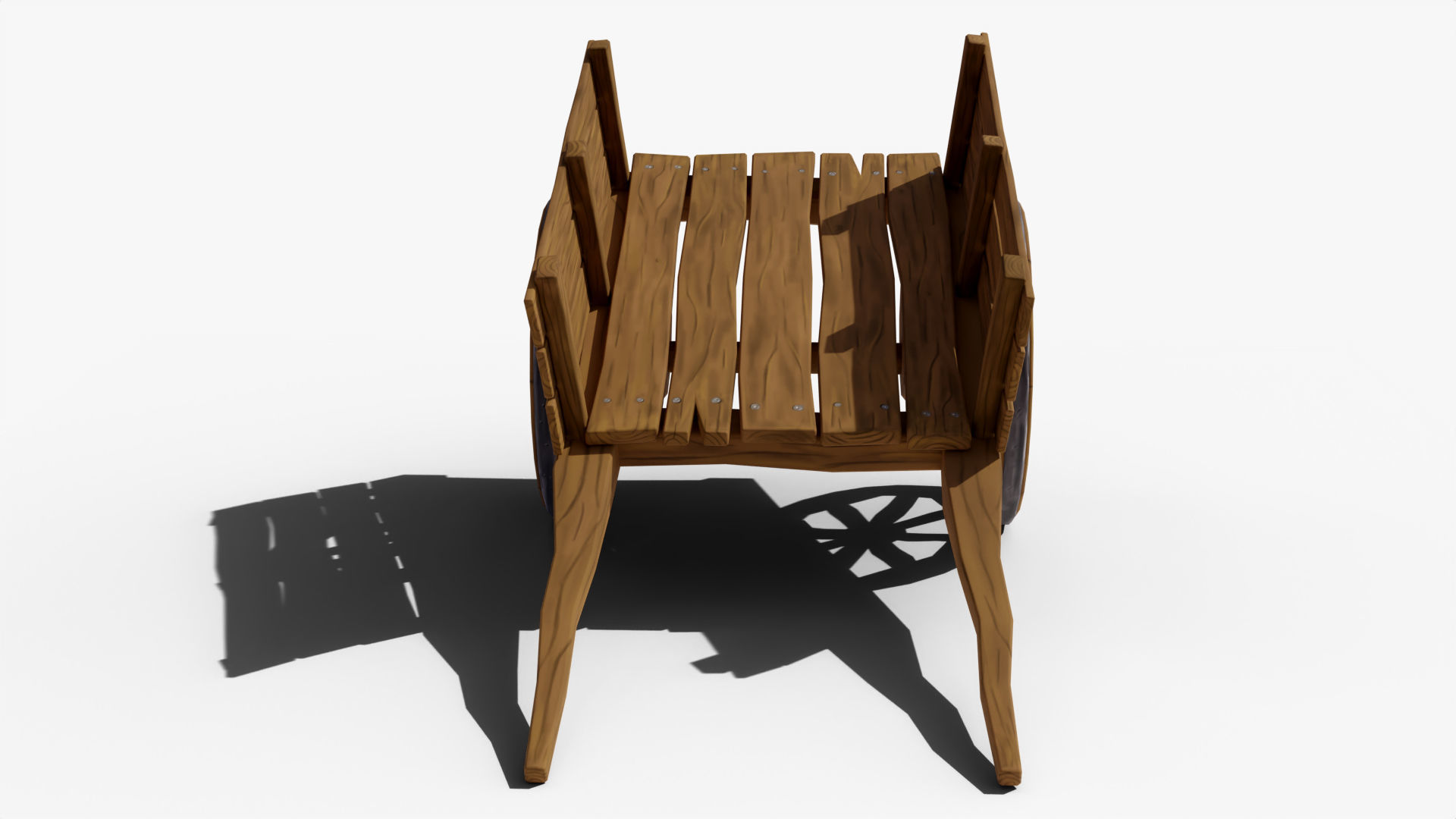 Stylized Wooden Cart Low-poly 3D model_3