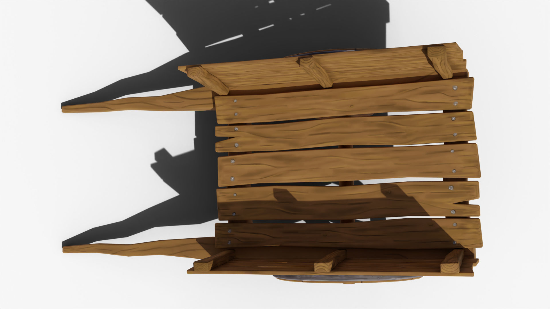 Stylized Wooden Cart Low-poly 3D model_7