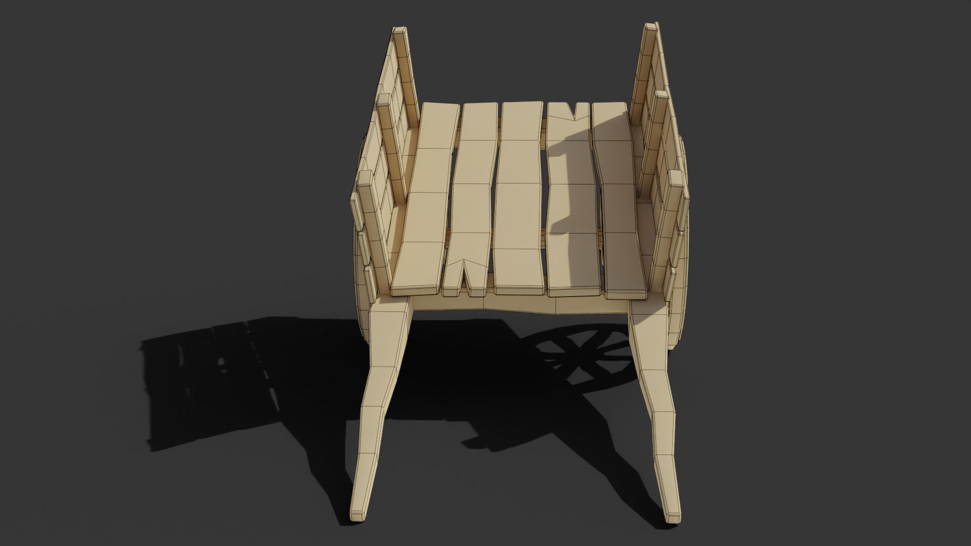 Stylized Wooden Cart Low-poly 3D model_4