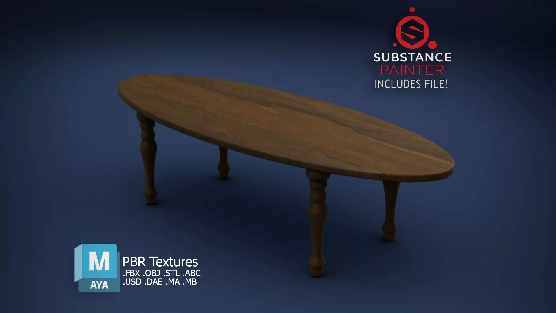 Wood Coffee Table Low-poly 3D model_0