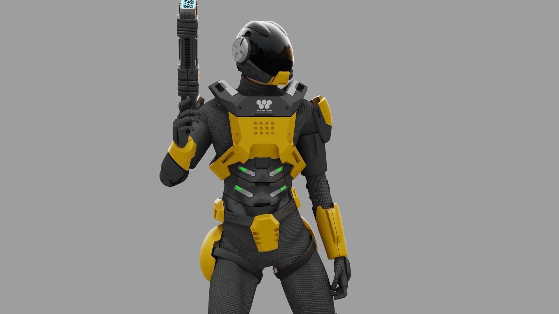 SCI-FI TROOPER RIGGED 3D model_25