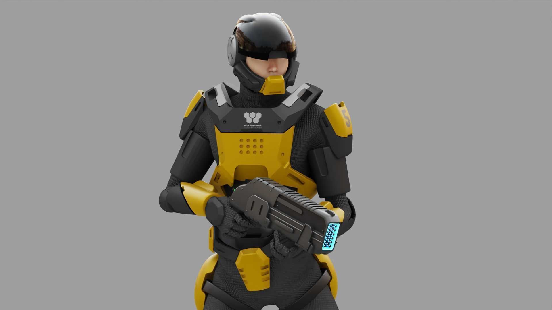 SCI-FI TROOPER RIGGED 3D model_1