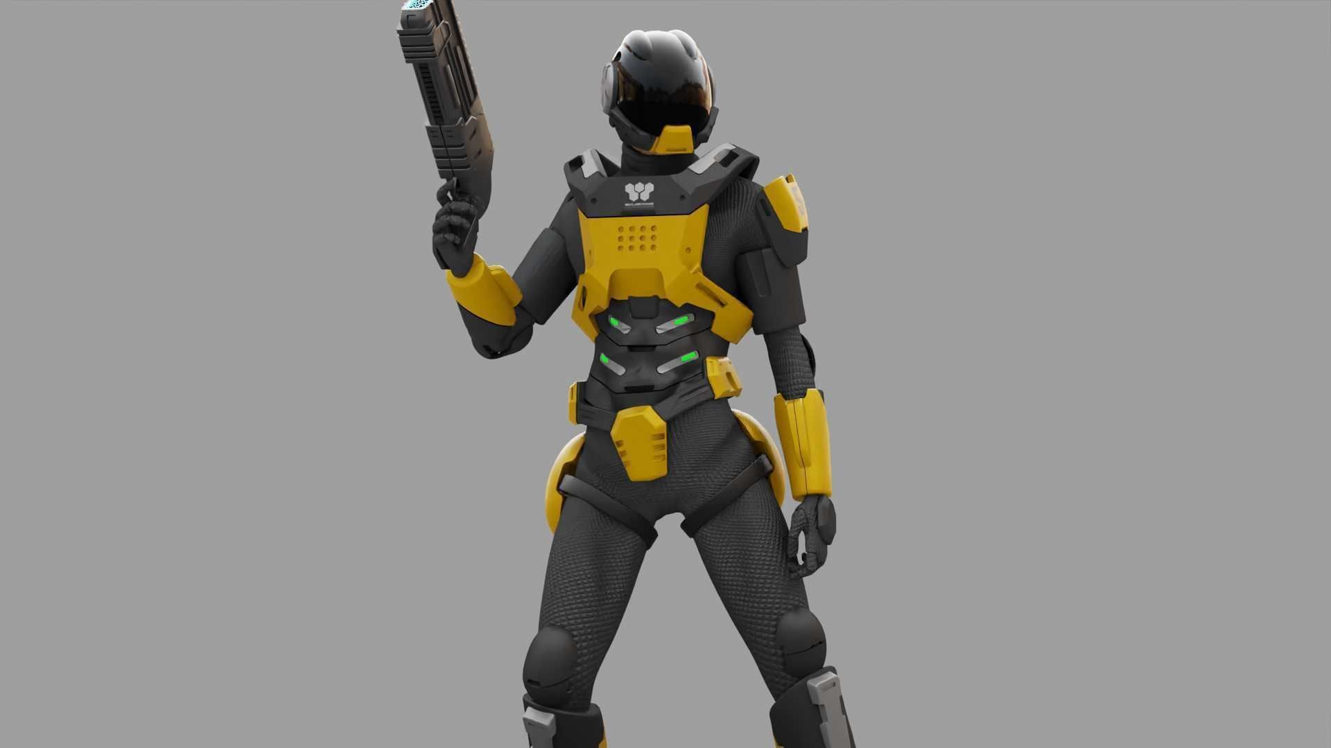 SCI-FI TROOPER RIGGED 3D model_26