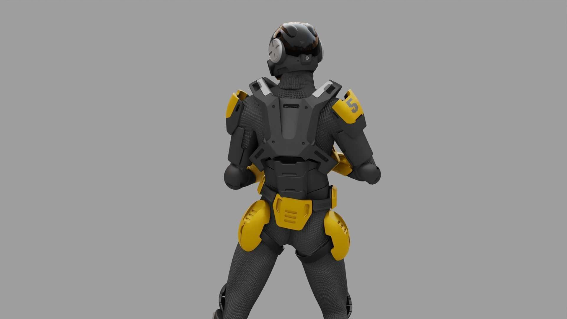SCI-FI TROOPER RIGGED 3D model_10