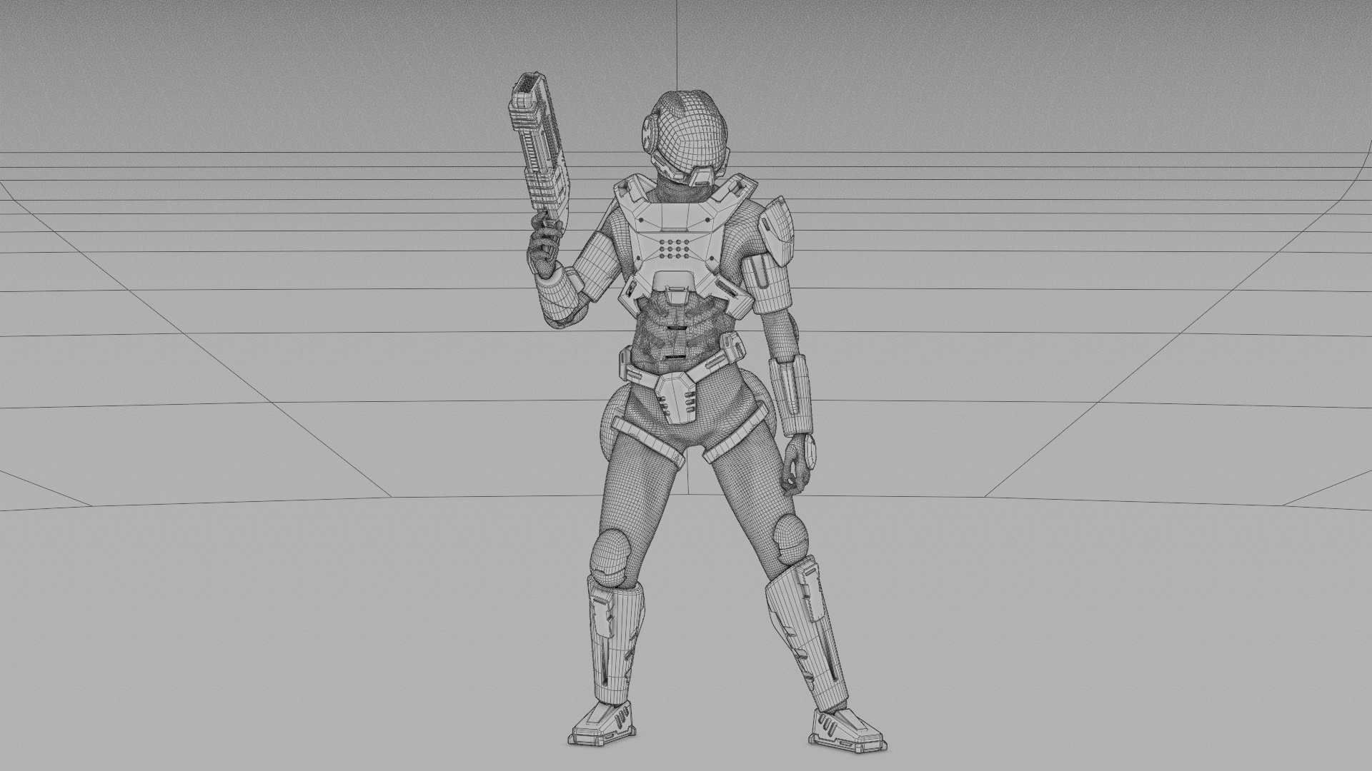 SCI-FI TROOPER RIGGED 3D model_35