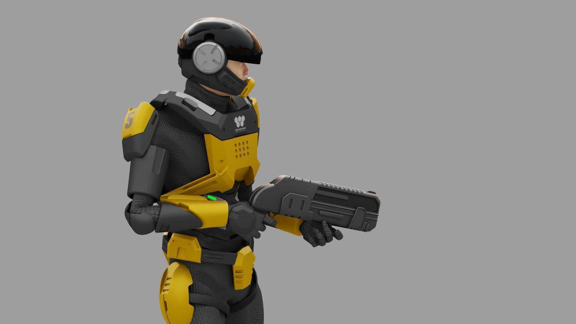 SCI-FI TROOPER RIGGED 3D model_5