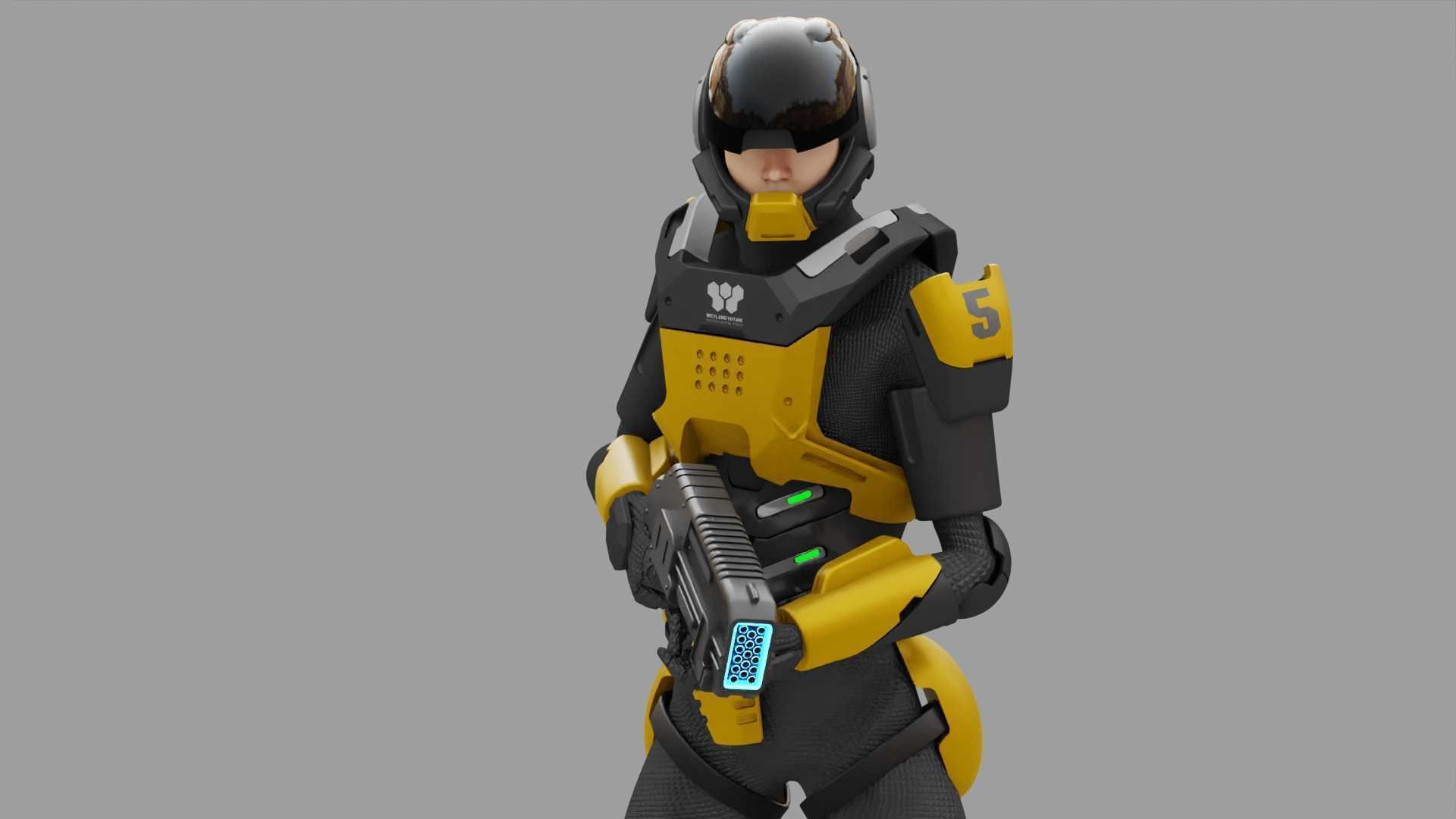 SCI-FI TROOPER RIGGED 3D model_2