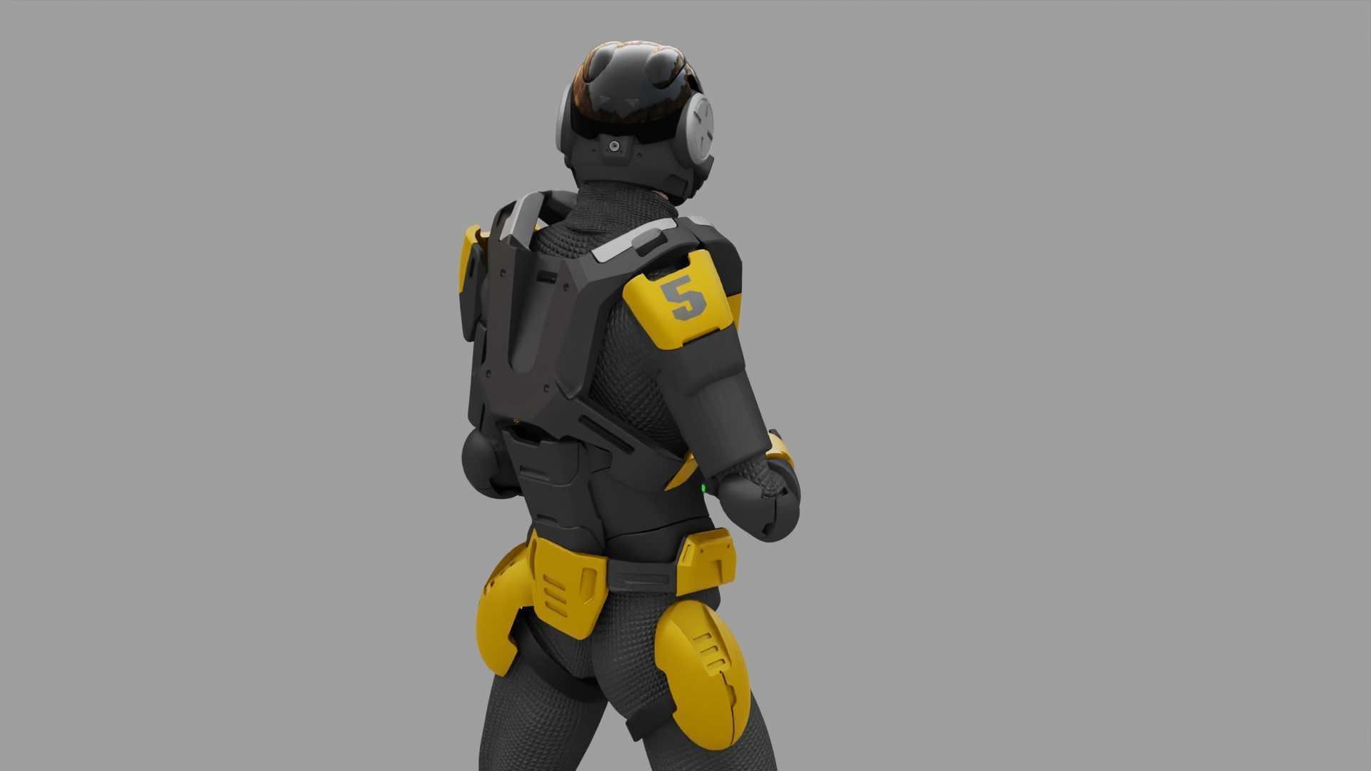 SCI-FI TROOPER RIGGED 3D model_8