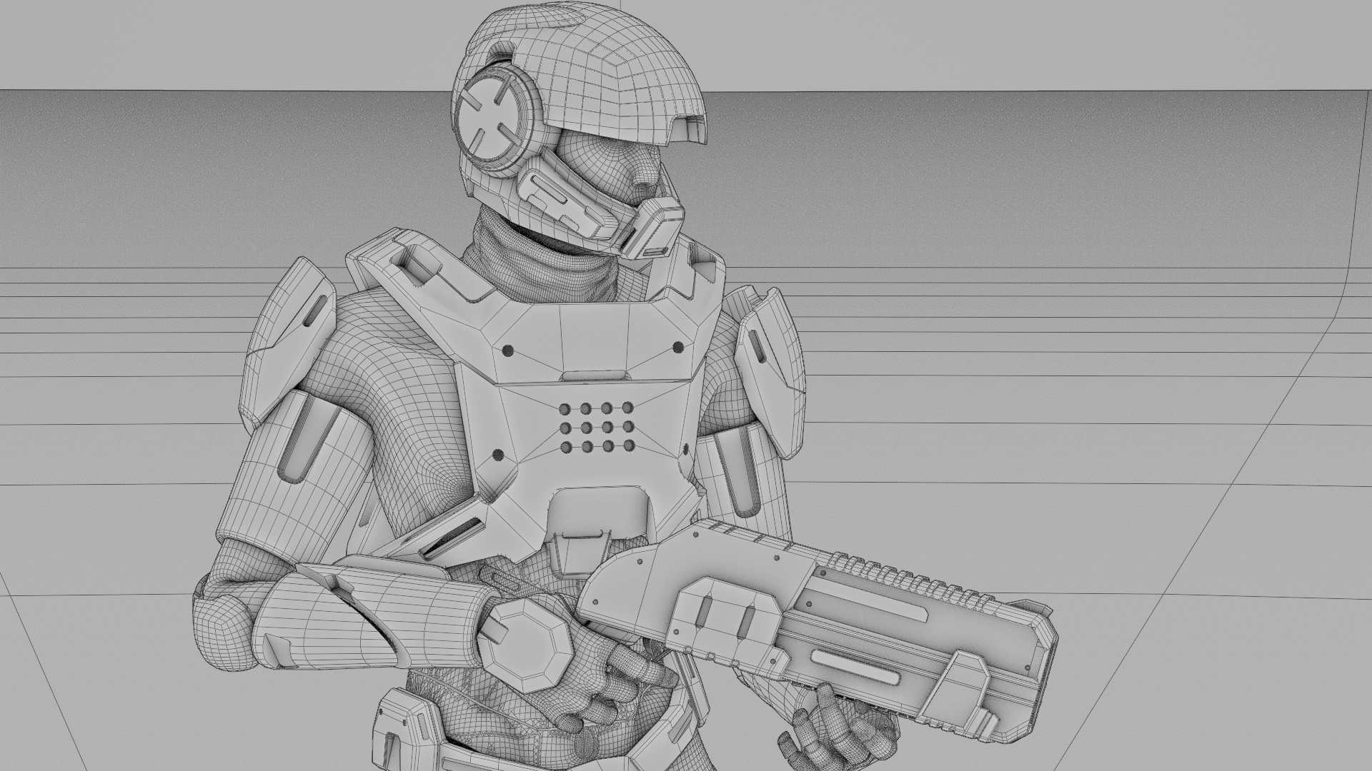 SCI-FI TROOPER RIGGED 3D model_38