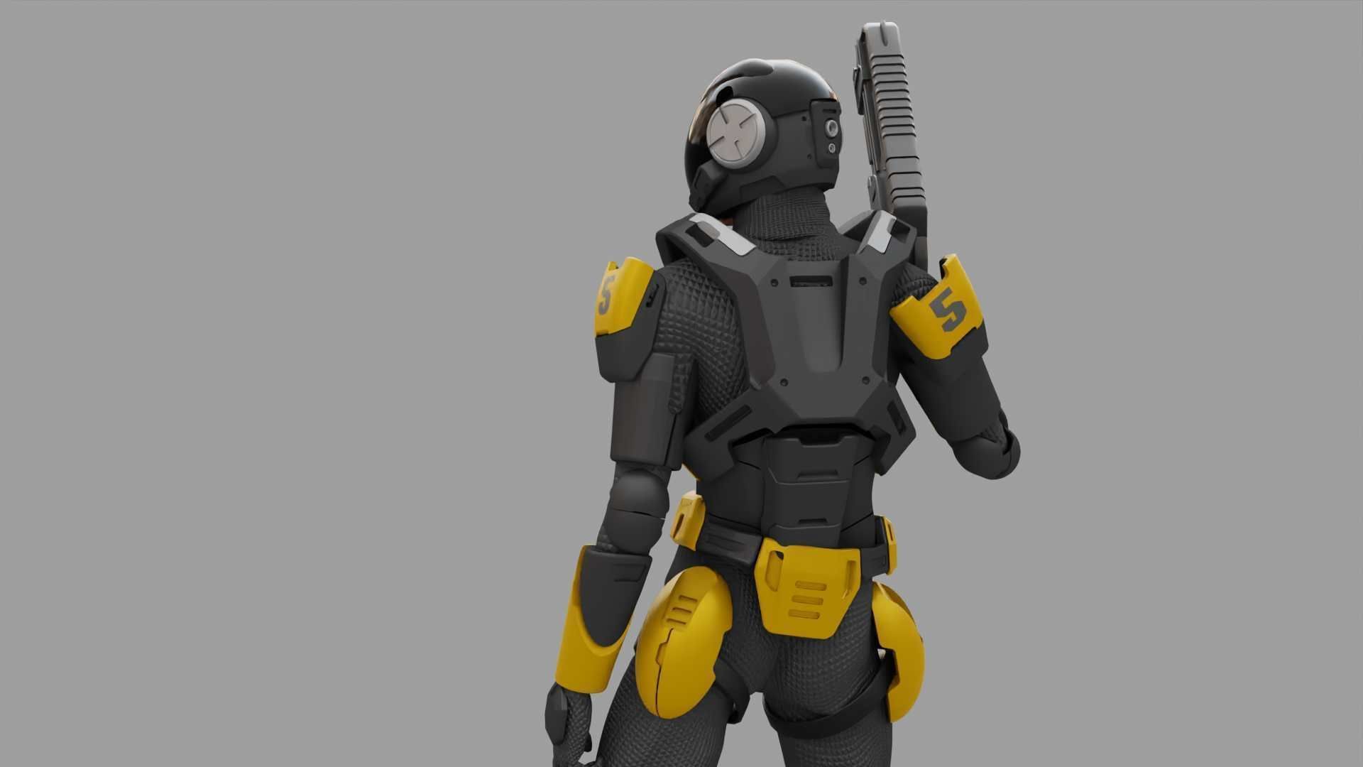 SCI-FI TROOPER RIGGED 3D model_21