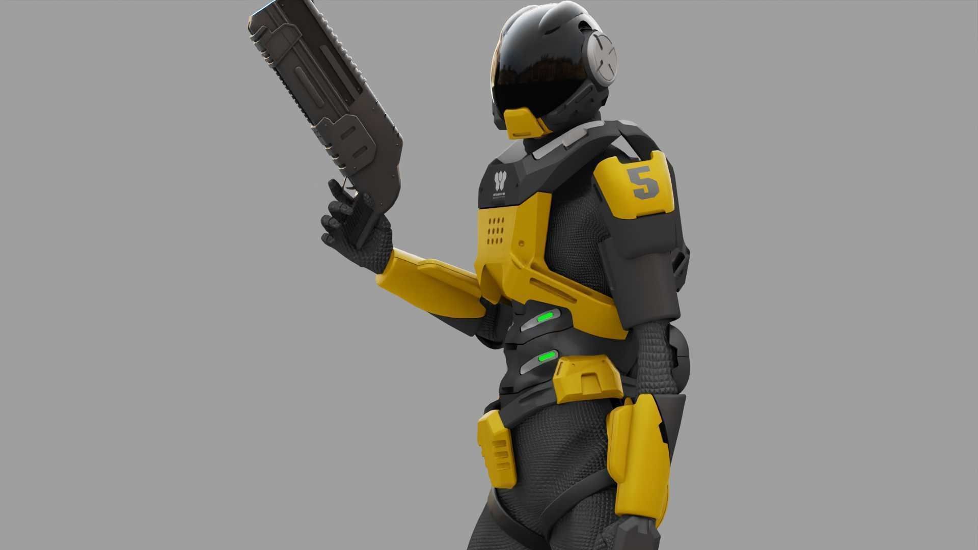 SCI-FI TROOPER RIGGED 3D model_19