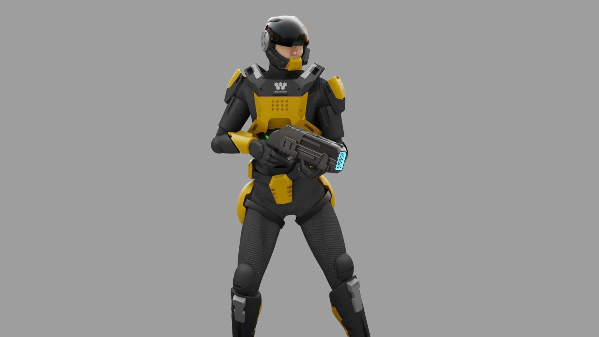 SCI-FI TROOPER RIGGED 3D model_16