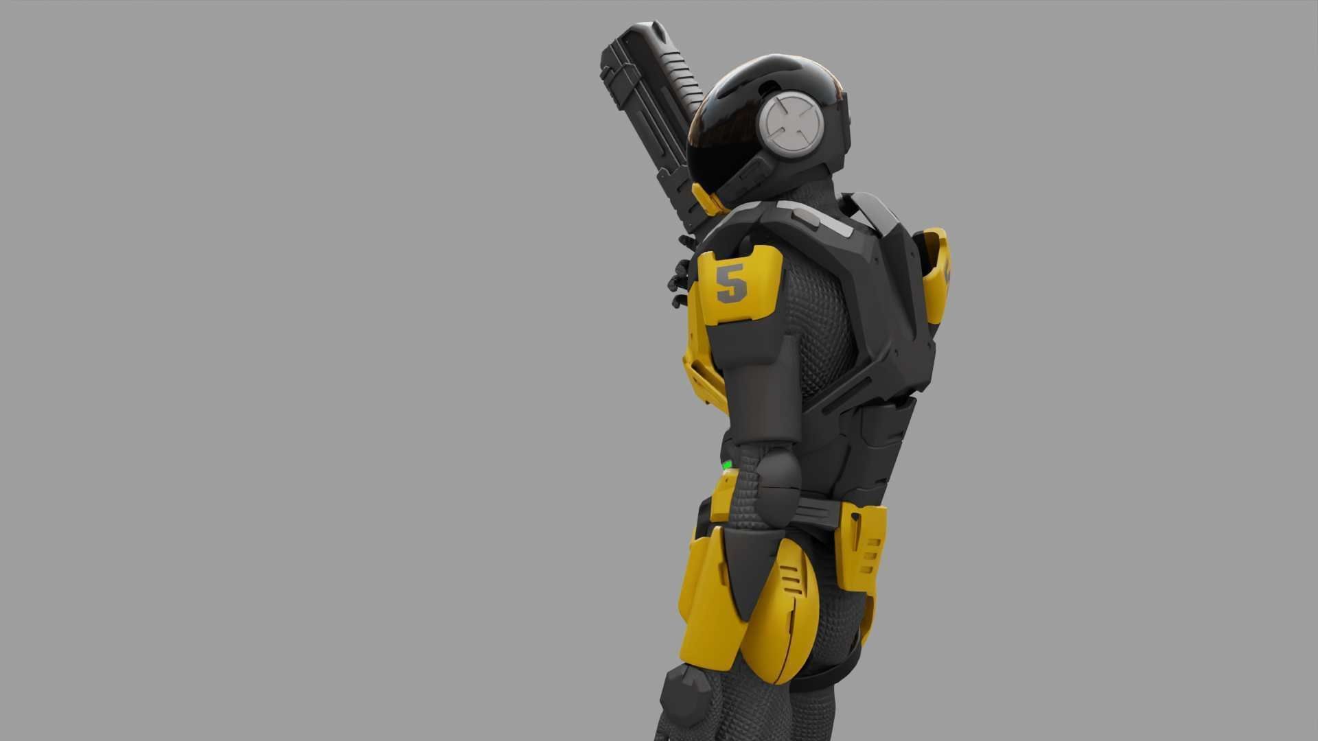 SCI-FI TROOPER RIGGED 3D model_20