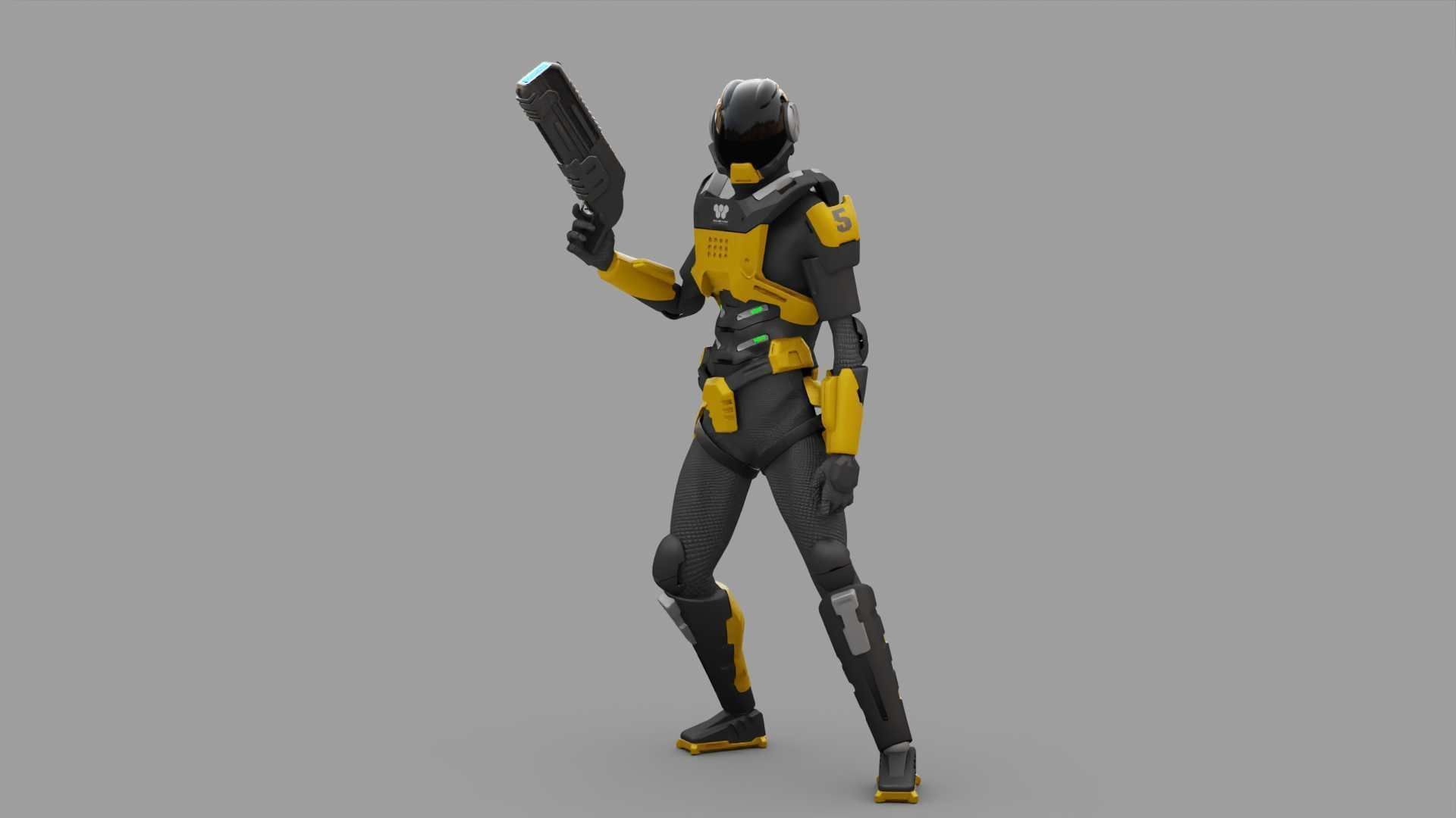 SCI-FI TROOPER RIGGED 3D model_28