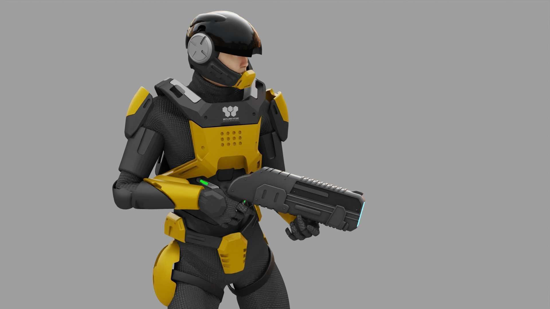 SCI-FI TROOPER RIGGED 3D model_4