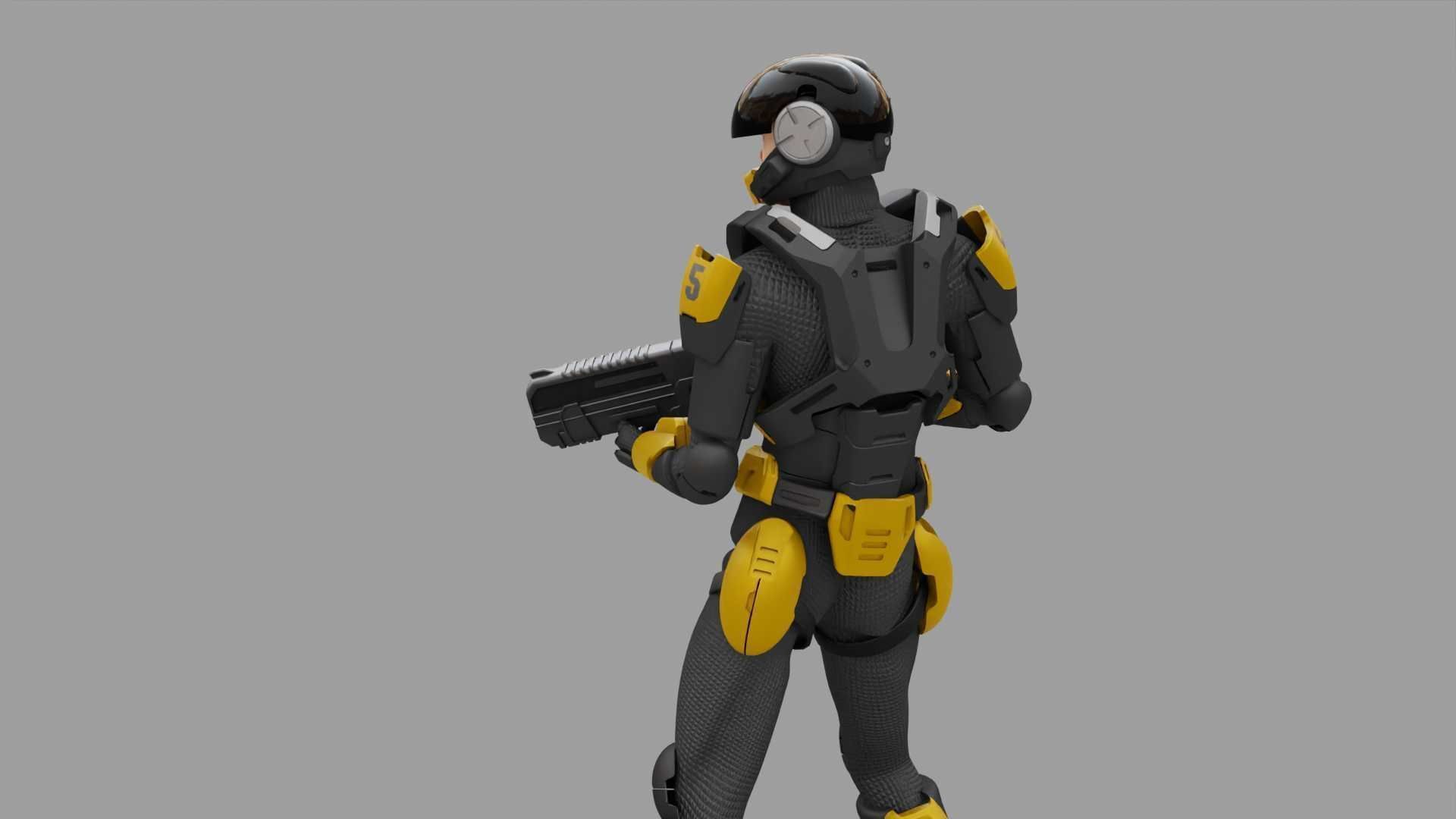 SCI-FI TROOPER RIGGED 3D model_11