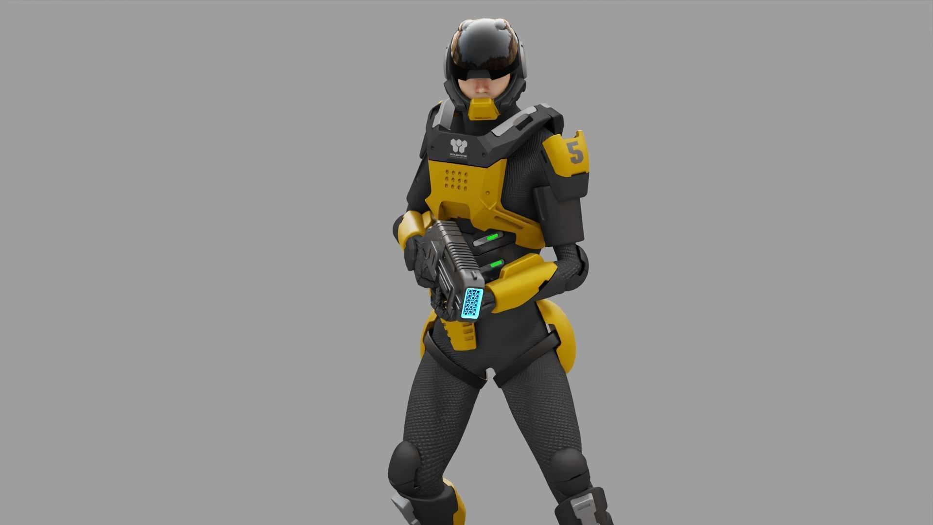 SCI-FI TROOPER RIGGED 3D model_14