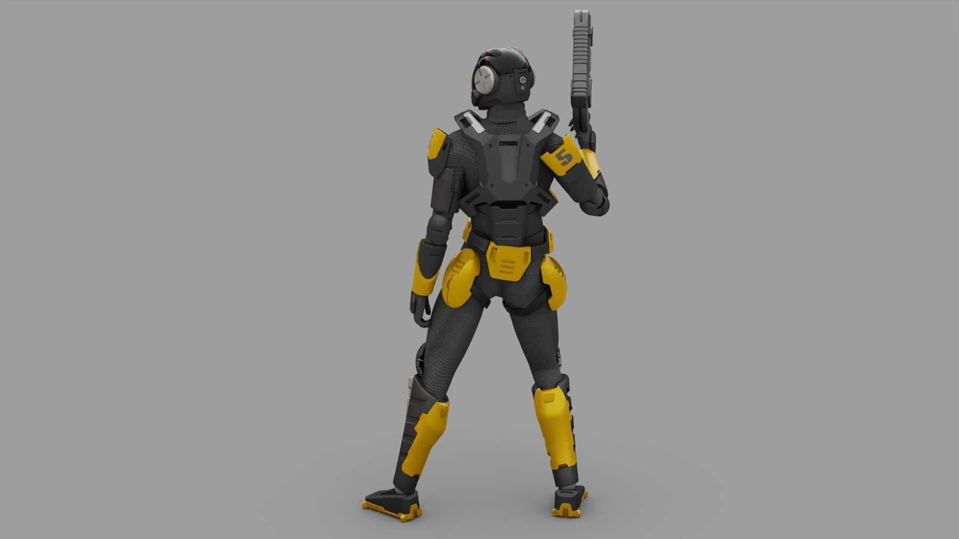 SCI-FI TROOPER RIGGED 3D model_29