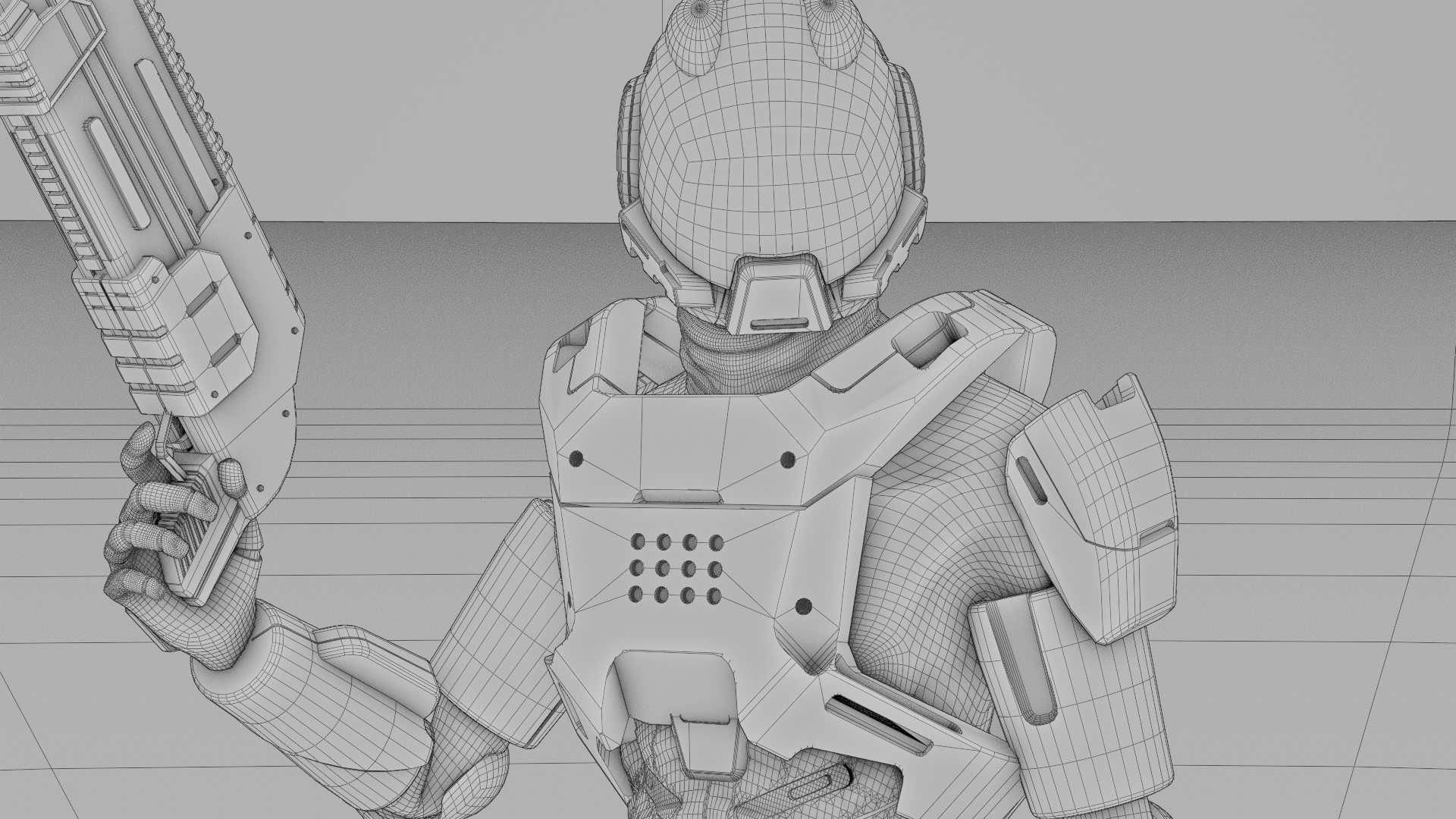 SCI-FI TROOPER RIGGED 3D model_36