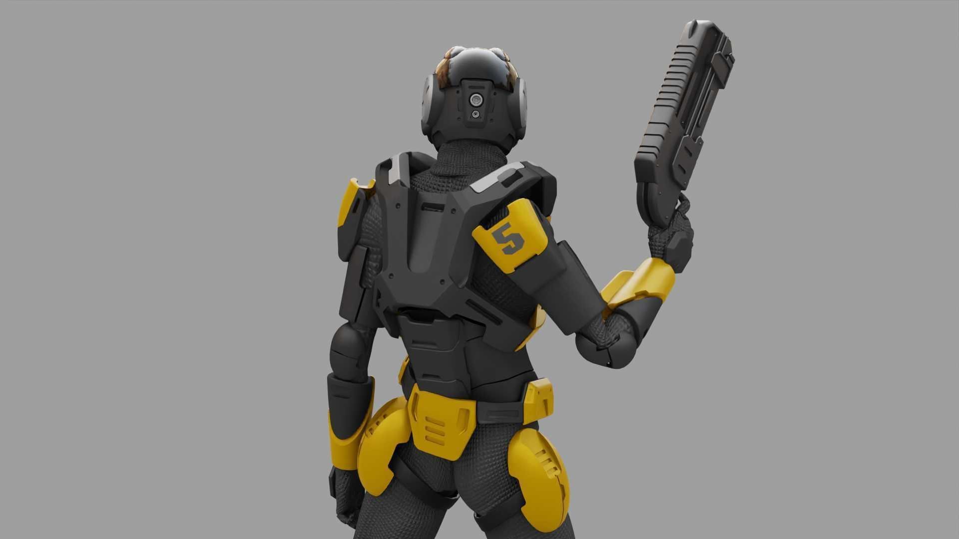 SCI-FI TROOPER RIGGED 3D model_22
