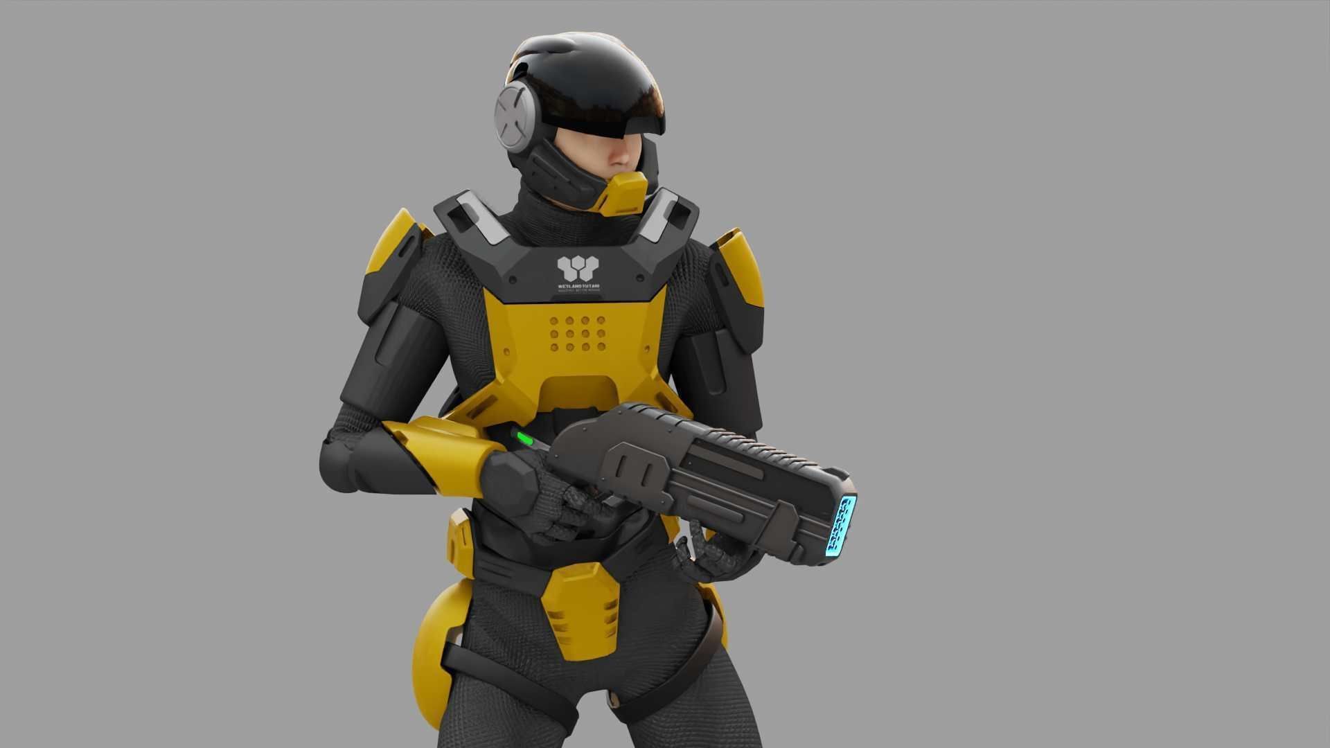 SCI-FI TROOPER RIGGED 3D model_3