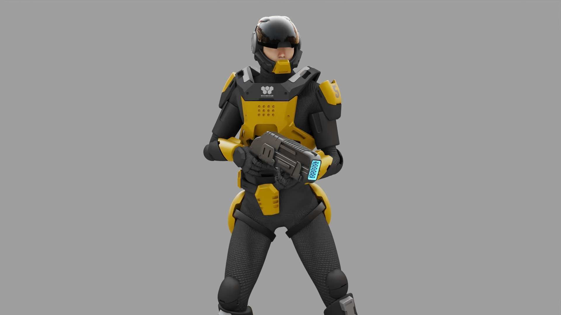 SCI-FI TROOPER RIGGED 3D model_15