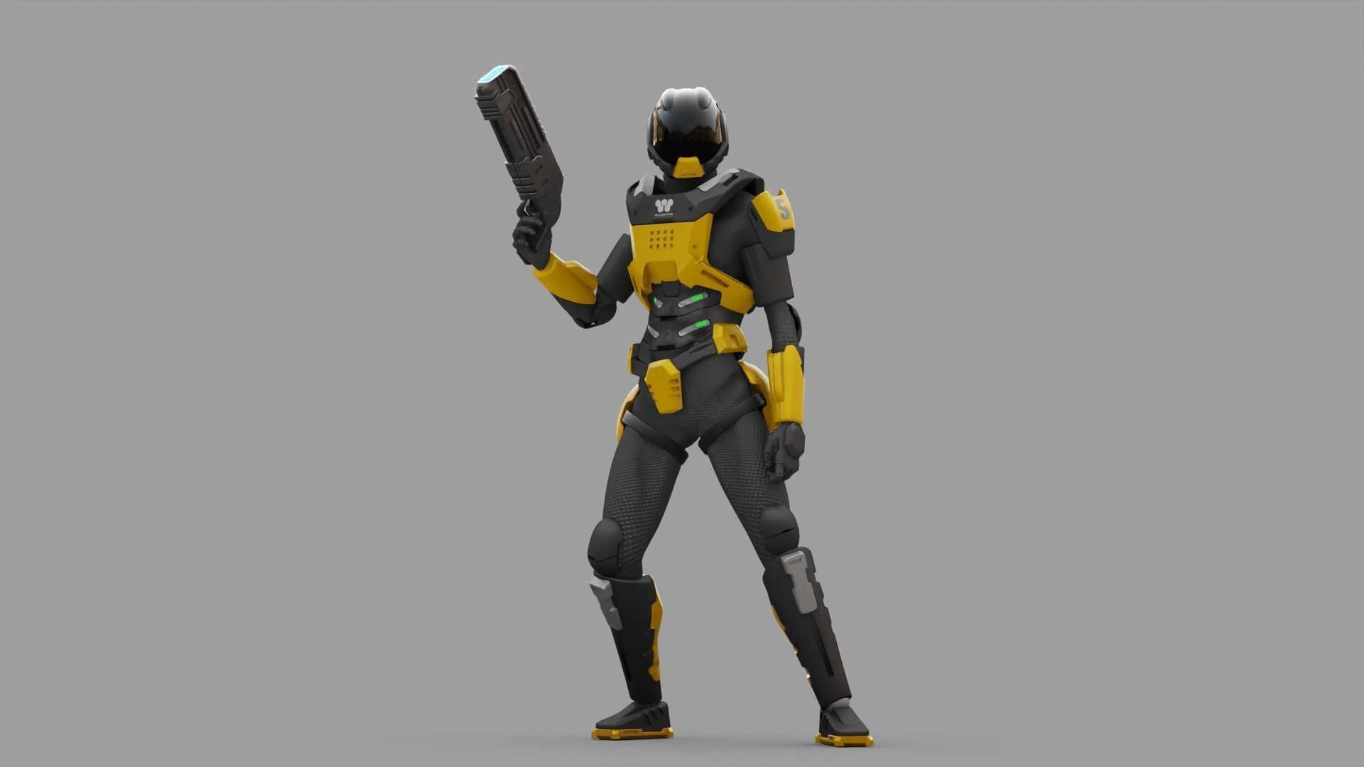 SCI-FI TROOPER RIGGED 3D model_27