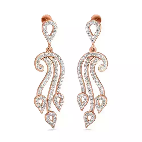 Women long earrings 3dm stl render detail