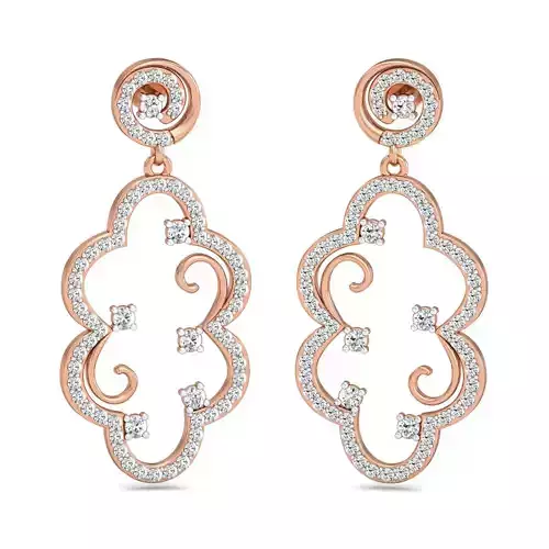 Women long earrings 3dm stl render detail