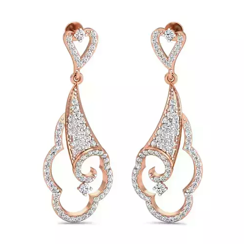 Women long earrings 3dm stl render detail