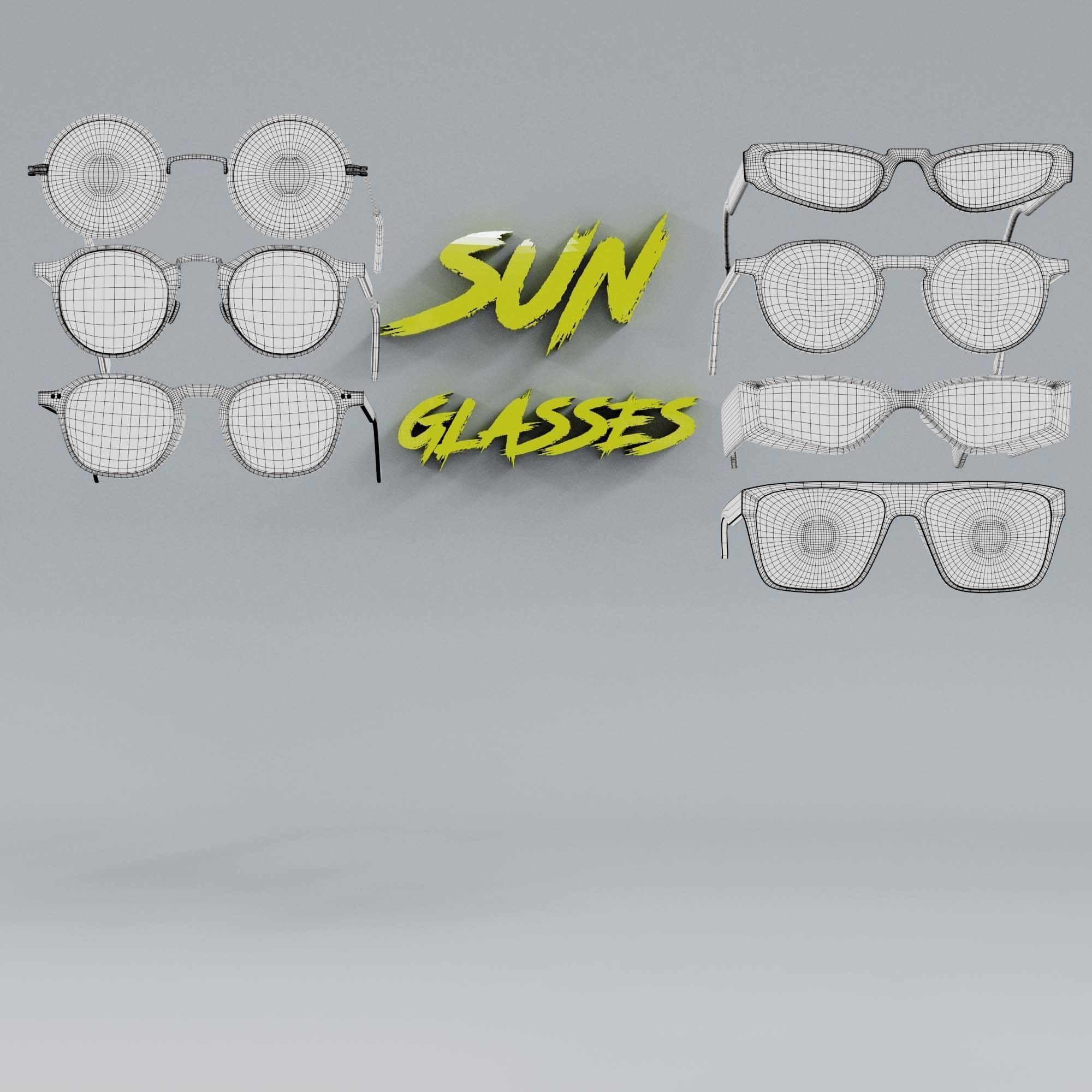 Collection of 7 Sunglasses  3D model_1